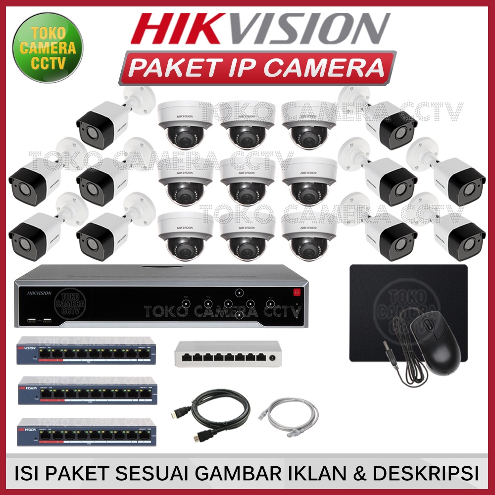 PAKET IP CAMERA HIKVISION 4MP 32 CHANNEL 19 KAMERA