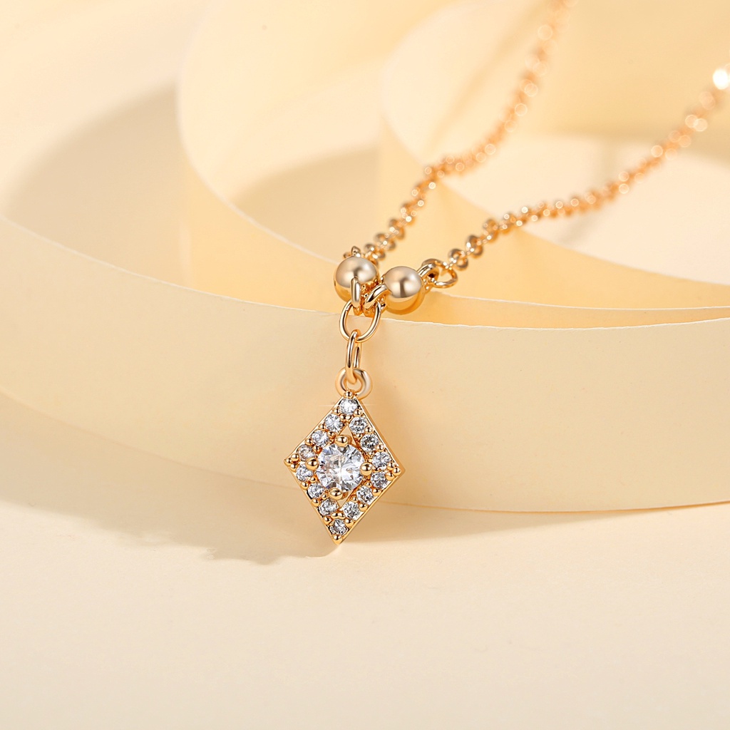Y629 【COD】 Kalung Liontin Geometri Bberlian Perhiasan Dewasa Lapis Emas Imitasi Aksesoris Wanita Kalung