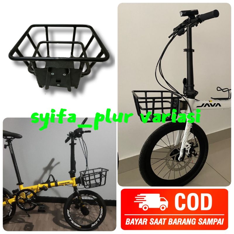 Keranjang front block dan front rack sepeda lipat