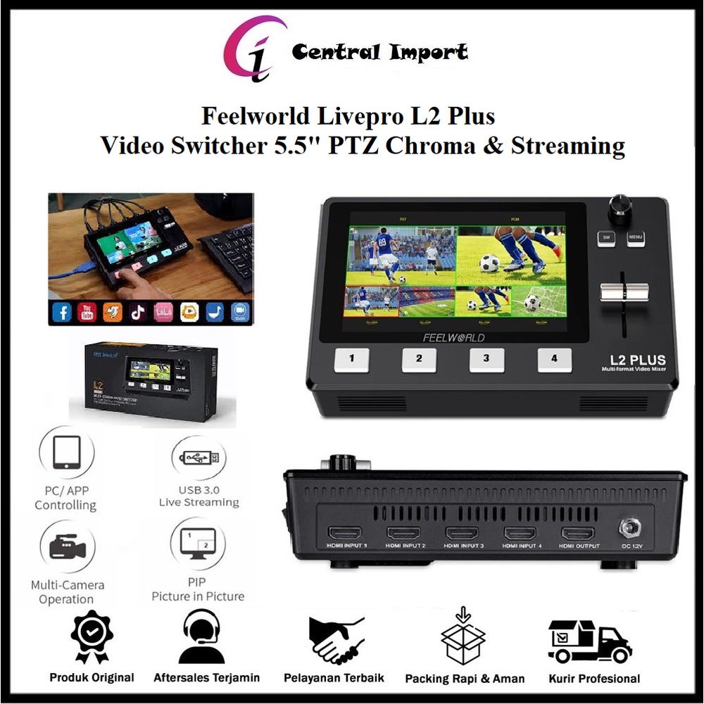 Livepro  L2 Plus - Feelworld Livepro L2 Plus Video Switcher 5.5" PTZ Chroma & Streaming Original
