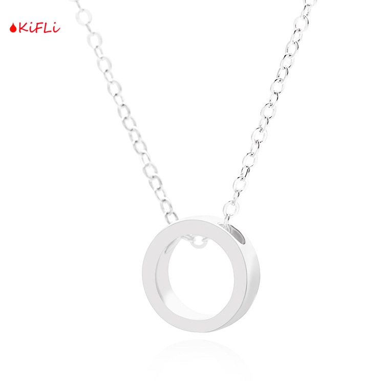 COD (KIFIL) Aksesoris Korea Fashion Kalung Wanita Titanium Gaya Sederhana Liontin Bulat Jewelry