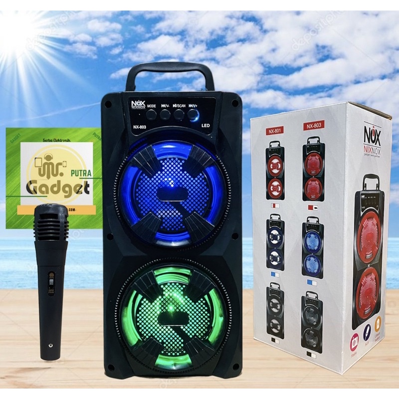 speaker bluetooth speaker karaoke free mic NIXNOX NX-803 aktif speaker portabel termurah