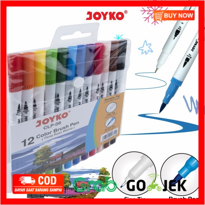 

(BISA COD) brush pen pena kuas joyko 12 warna