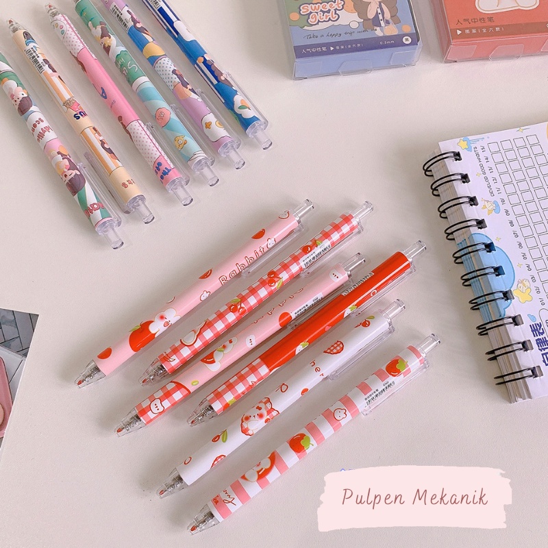 

[CLEARANCE SALE] BUY 1 GET 1 PULPEN MEKANIK 0.5MM 6PCS PENA CARTOON RED BUNNY GIRL CUTE /PENA TEKAN KARAKTER BOLPEN UNIK / BALLPOINT TULIS