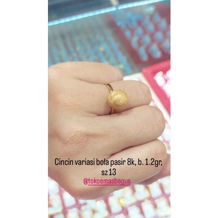 cincin emas asli variasi bola pasir k375/8k