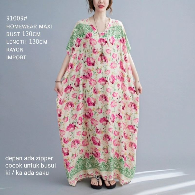 MDLV ~ 91009# Homewear Maxi Dress Maxi Flower Bigsize Dress Oversize Fashion Import