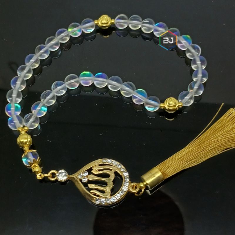 TASBIH BATU KALIMAYA INDIA+LAFADZ ALLAH 8MM 33BUTIR MULTICOLOR