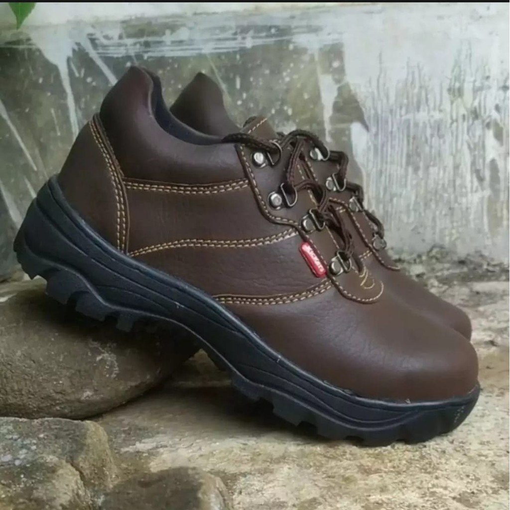 Sepatu Safety Ujung Besi Proyek Pabrik Kantor Termurah Mirip King Kulit Sintesis Impor Asli