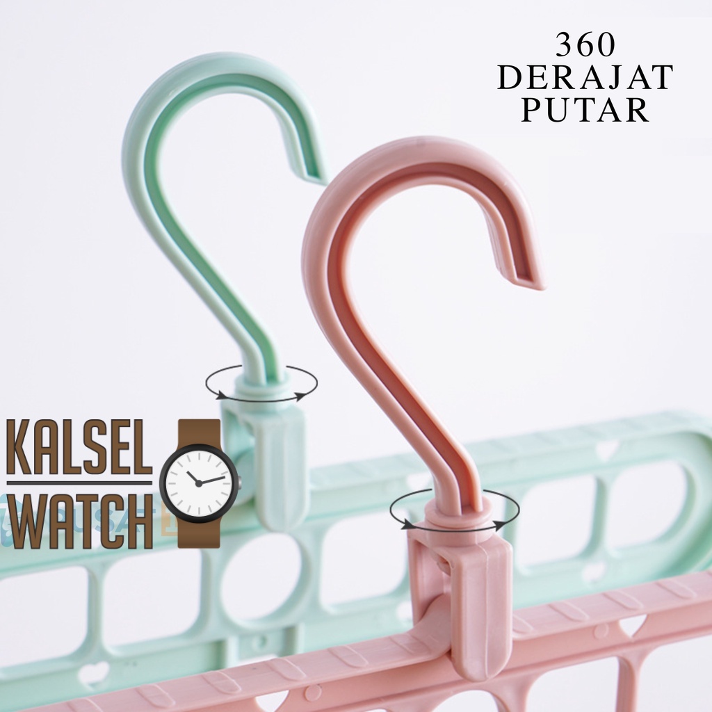 Magic Wonder Hanger Instant 9 Layer in 1 Jemuran Gantungan Penggantung Baju Pakaian Celana Jilbab Handuk Kaos Kaki 9 Banyak Lubang Foldable Hook Pengait Kaitan Ikat Pinggang Celana Dalam BH Serbaguna Multifungsi Dinding Tembok Besi Bisa Diputar ART52