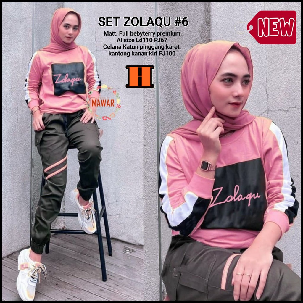 SETELAN CELANA WANITA KEKINIAN TERBARU BAJU SETELAN WANITA REMAJA ZOLA SET
