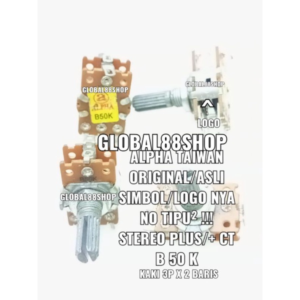 TRIMPOT VARIABLE POTENSIO STEREO PLUS CT B50K+CT B 50K ALPHA TAIWAN ORIGINAL/ASLI