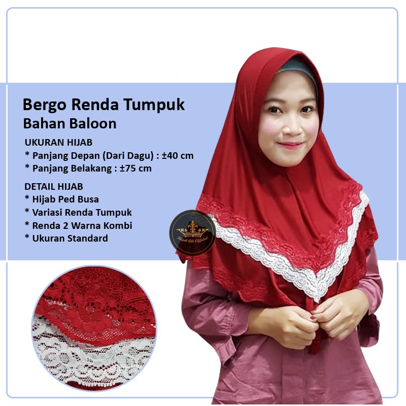 ALI PRODUCTION - Bergo Renda Tumpuk / Hijab Instan Renda / Hijab Variasi Renda Kombi