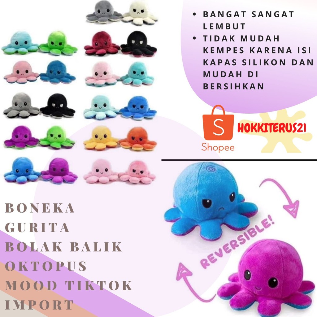 Mainan / Boneka Gurita Bolak Balik / Octopus Original Murah &amp; Viral Import - By Hokkiterus