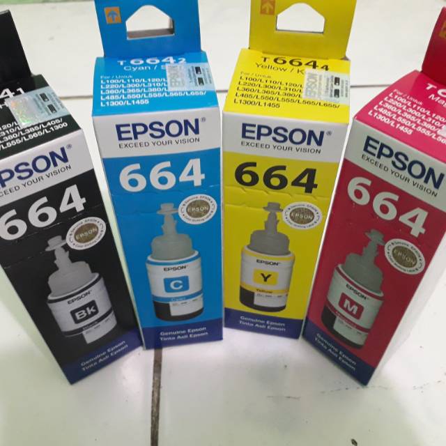 TINTA EPSON 664 SERIES L100/L110/L120/L200/L220/L300,L310,L350,L355,L360,L365,L380,L385,L405,L1300-6