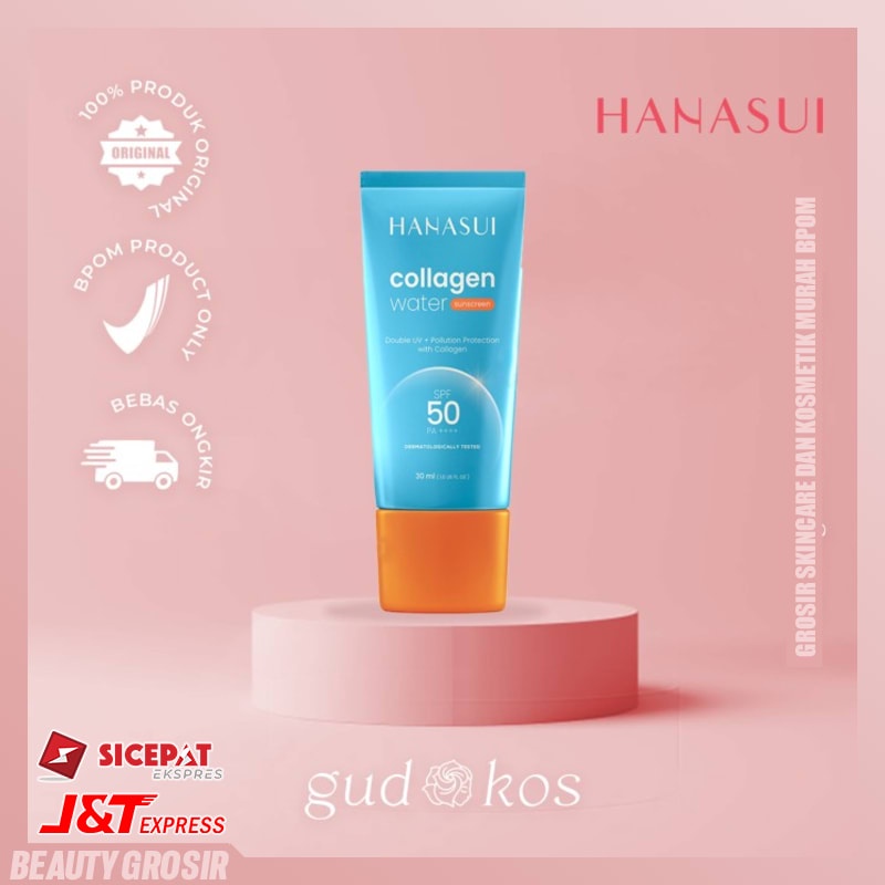 Sunblock Wajah Dan Badan BPOM Pemutih Kulit Kolagen HANASUI Sunscreen Collagen Water SPF 50 PA+++ Sa