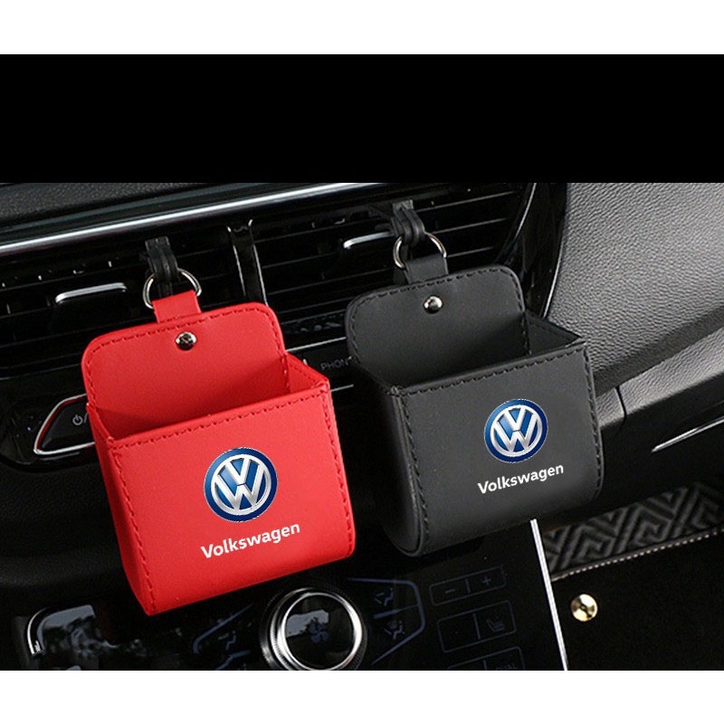 G-club - Tas Penyimpanan Handphone / Kunci / Kacamata Bahan Kulit Untuk Vent Ac Mobil Volkswagen Santana Beetle / VW CC / T-ROC / Golf 4 / 5 / 6 / 7n6 / Pasn5