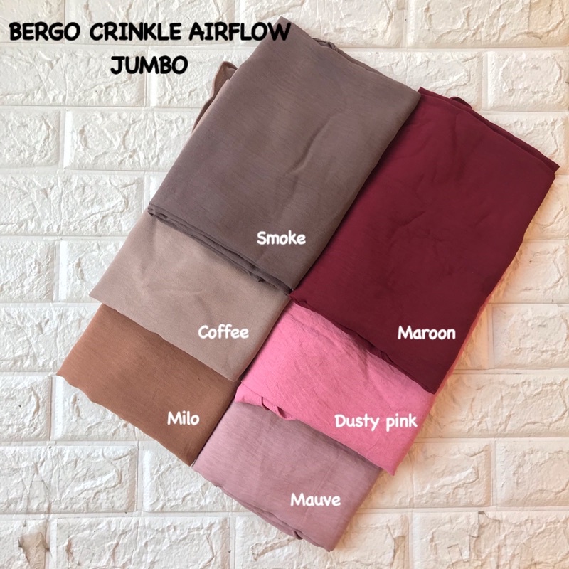 HIJAB BERGO INSTAN NON PED CRINKLE AIRFLOW UKURAN XL