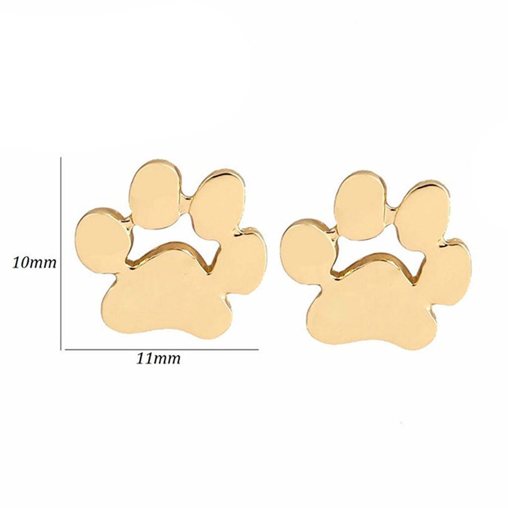 Hu Hu Hu Hu Hu Alat Bantu Pasang Kacamata♡ 1 Pasang Anting Stud Bentuk Jejak Kaki Hewan Bahan Alloy Untuk Wanita