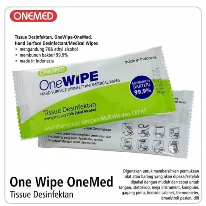 Onemed Onewipe / Aseptic wipe tisu Basah Tissue Desinfektan 1 Box Isi 50 Sachet