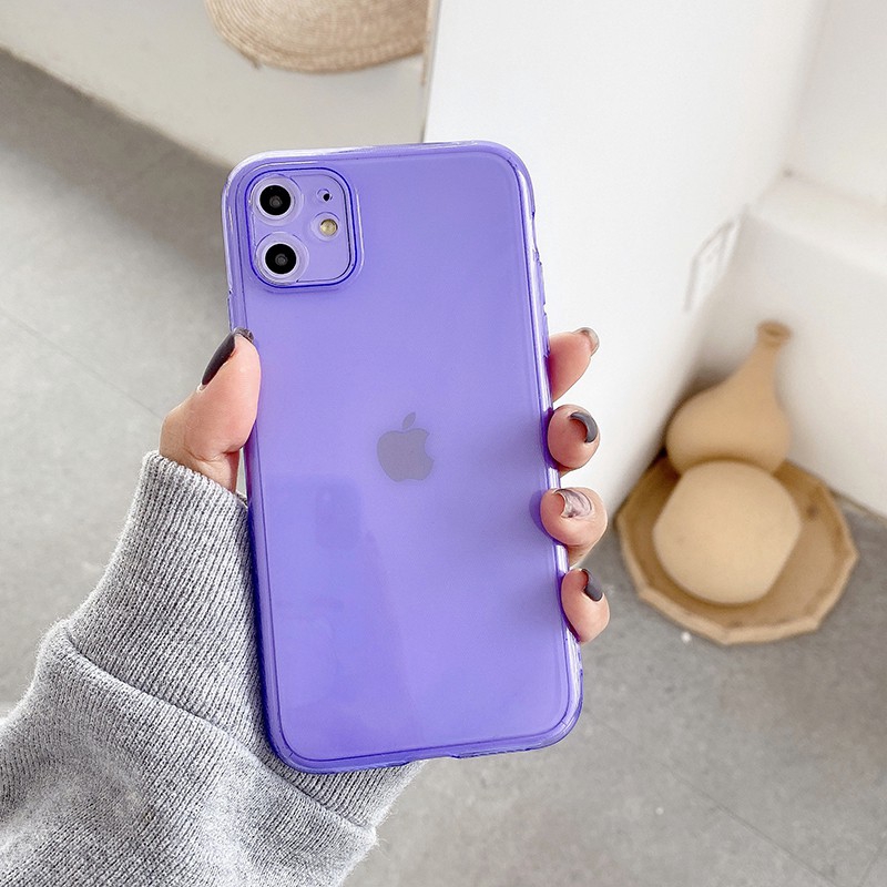 Soft Case TPU Transparan Warna Neon Polos Untuk Iphone SE2 2020 11 Pro Max X Xs Max XR 8 7 6 6s Plus