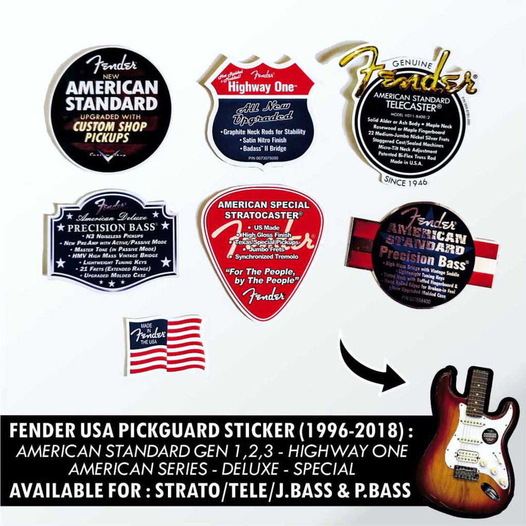 Fender USA Sticker Pickguard Gitar dan Bass Set Stiker Pickguard