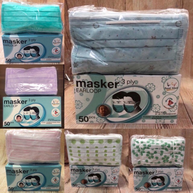 Masker Earloop Cantol 3 Ply BestMed / Best Med isi 50pc per box