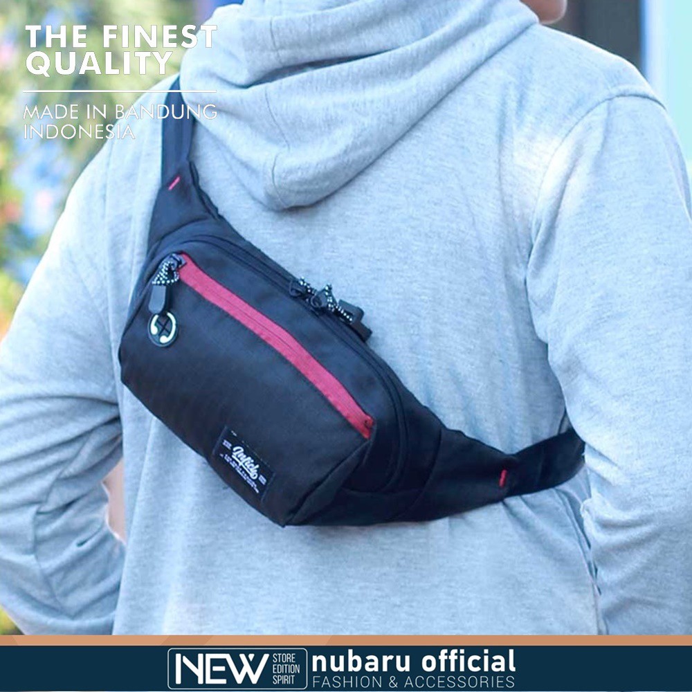 Original Tas Waistbag - Slingbag Tas Slempang Pinggang Pria Distro - Hitam
