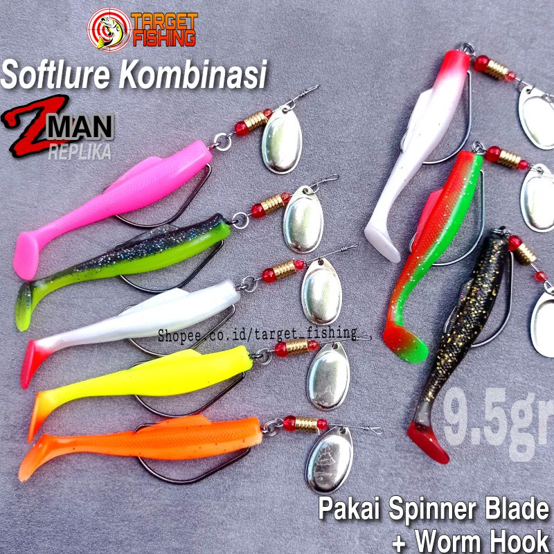 Lure Nakal 9.5gr Kombinasi Softlure Zman + Spinner Umpan Casting Gabus &amp; Kerandang