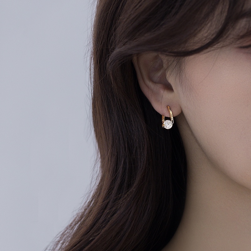 Anting Tusuk Zircon Kecil Model Silang Gaya Korea Untuk Wanita