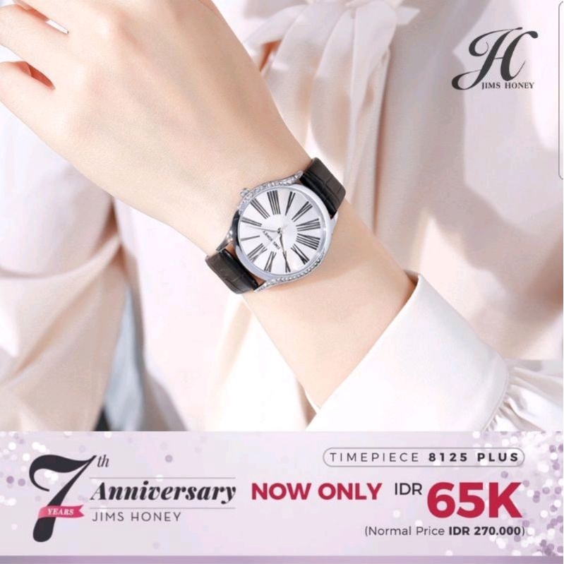 PROMO Jims Honey - Jam Tangan Wanita Kode 8125 Plus - Lengkap Box - Hitam