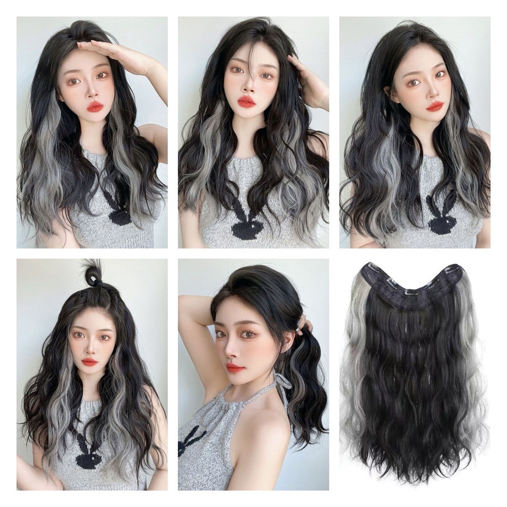 【COD Tangding】Wig Rambut Ekstensi Model Panjang Lurus Keriting Bahan Sintetis Ukuran 45 / 55 / 60cm