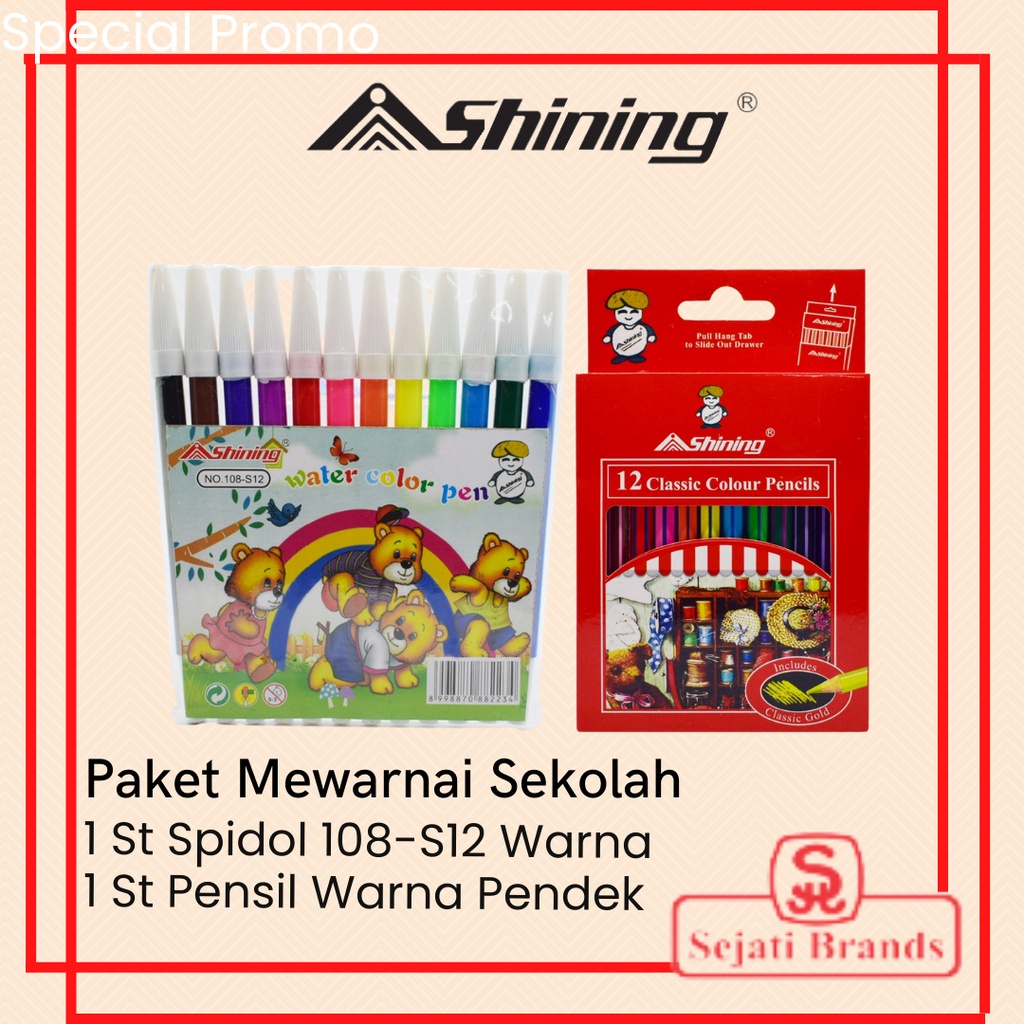 

Paket Mewarnai Sekolah/ Shining Pensil Warna dan Spidol 12 Warna