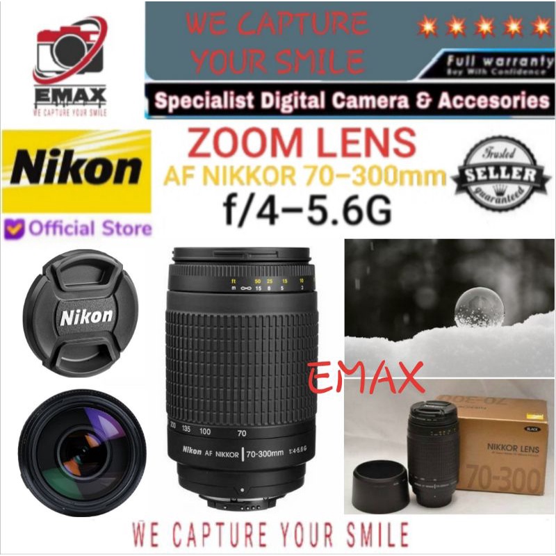 NIKON 70-300mm Lensa Tele Camera DSLR Nikon AF Zoom Nikkor 70 300mm f/4-5.6G non VR Nikon 70 300 mm