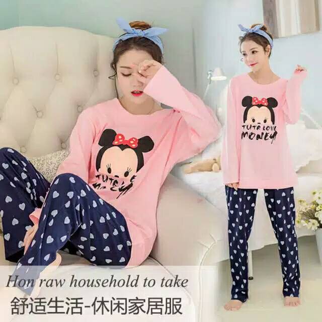 Baju tidur wanita piyama mickey tifani setelan piyama baju tidur konveksi bogor