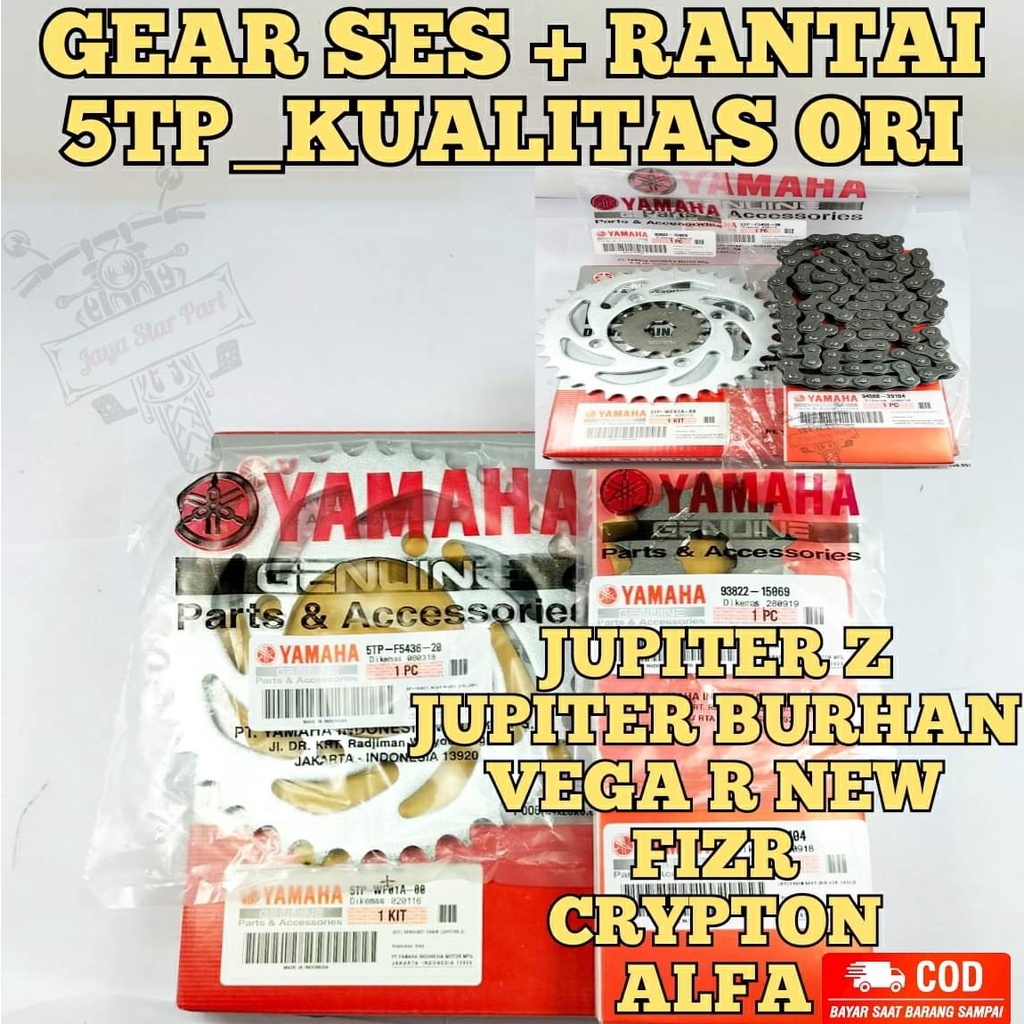ORI GEAR SET JUPITER Z YAMAHA 5TP ASLI ORIGINAL YAMAHA 100% VEGA R NEW ALFA F1ZR CRYPTON GIR RANTAI 