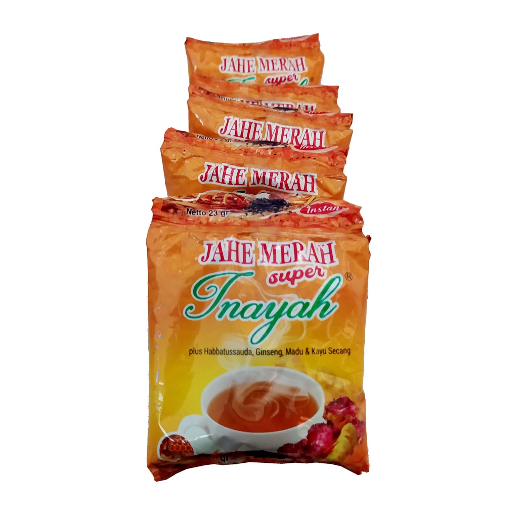 

Promo !!! Rencengan isi 12 Sachet - Jahe Merah Super inayah Plus Habbatussauda, Gingseng, Madu & Kayu Secang - Jahe Merah Plus Habbatussauda - Minuman Serbuk Jahe Merah Instan