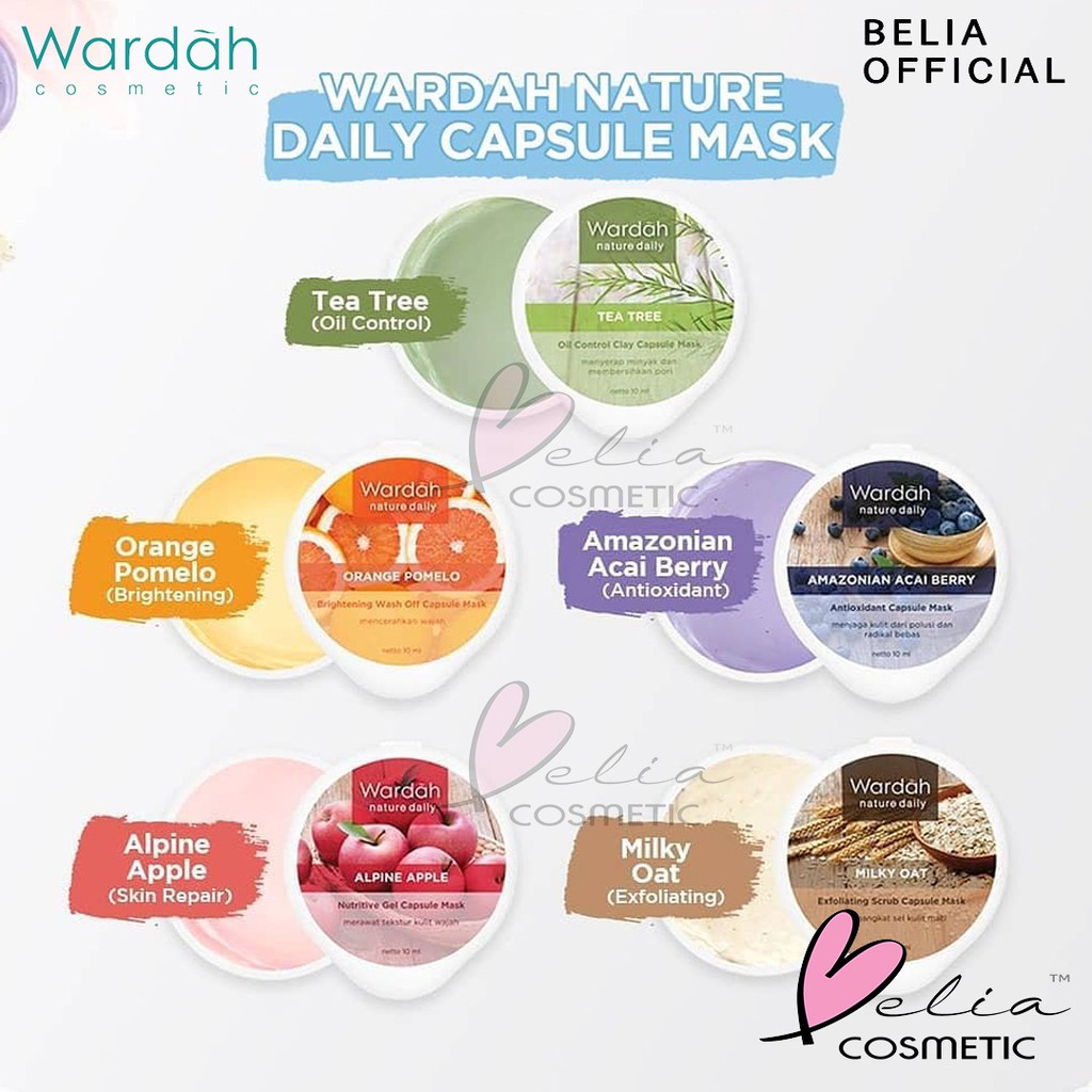  BELIA  Wardah Nature Daily Capsule Mask Wash Off | Antioxidant | Gel | Scrub | Oil Control BPOM