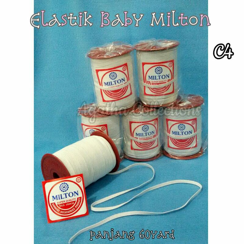 Karet Elastik Baby Milton C4(4mm) / Elastik masker Putih isi 5 meter