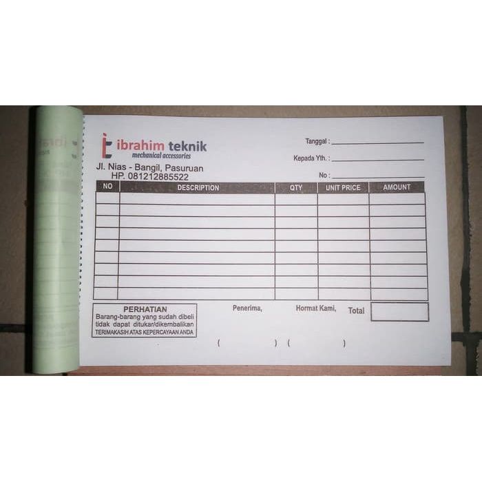 

Cetak Nota 2 ply + logo full color (Paket 1kg)