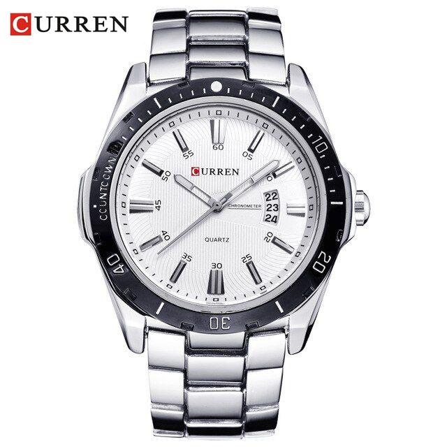 CURREN 8110 Jam Tangan Pria Analog Stainless Steel Chronograph Aktif WATCHKITE WKOS