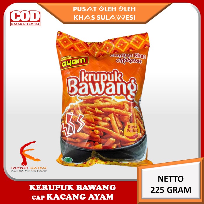 

Kerupuk Bawang cap Kacang Ayam cemilan Khas Sulawawesi 225 gr