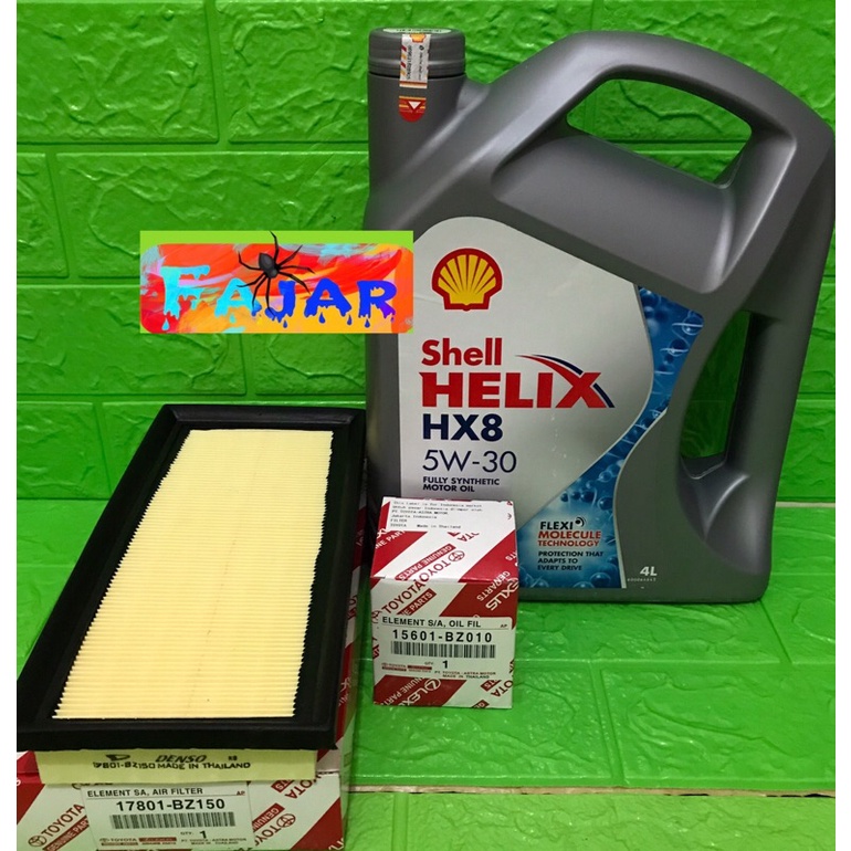 oli mesin shell helix HX8 5w 30 4L / paket filter oli all new avanza xenia rush terios (3item)