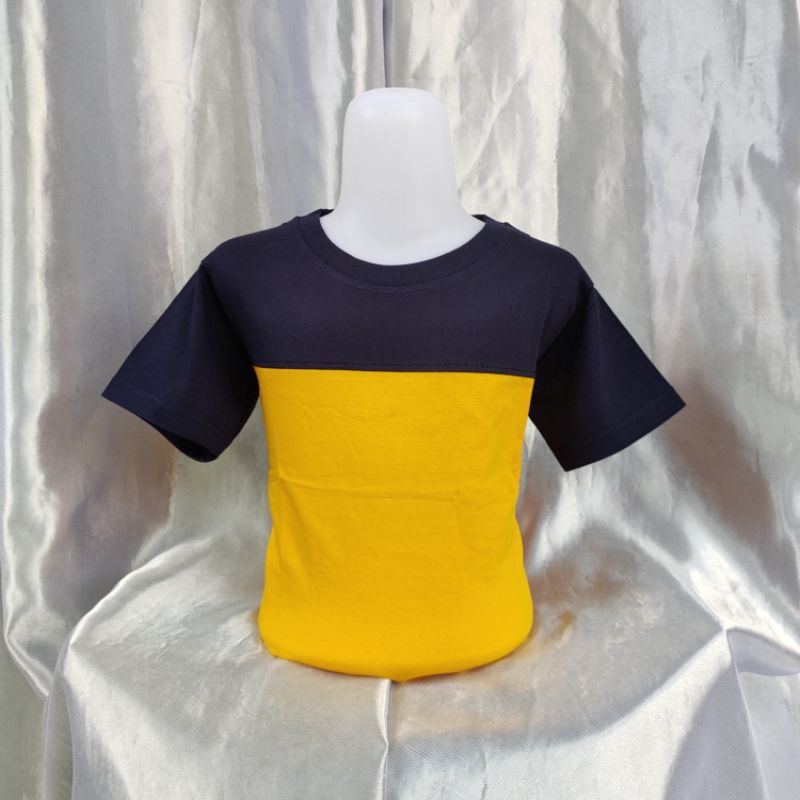 kaos reglan polos kombinasi NAVY-KUNING UK 20 22 S M L XL XXL