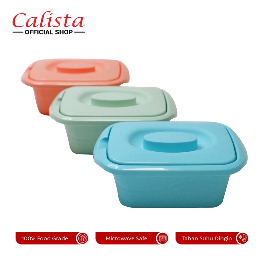 *COD* Calista Lotus Square Wadah Saji Makanan 700ml Set isi 2pcs