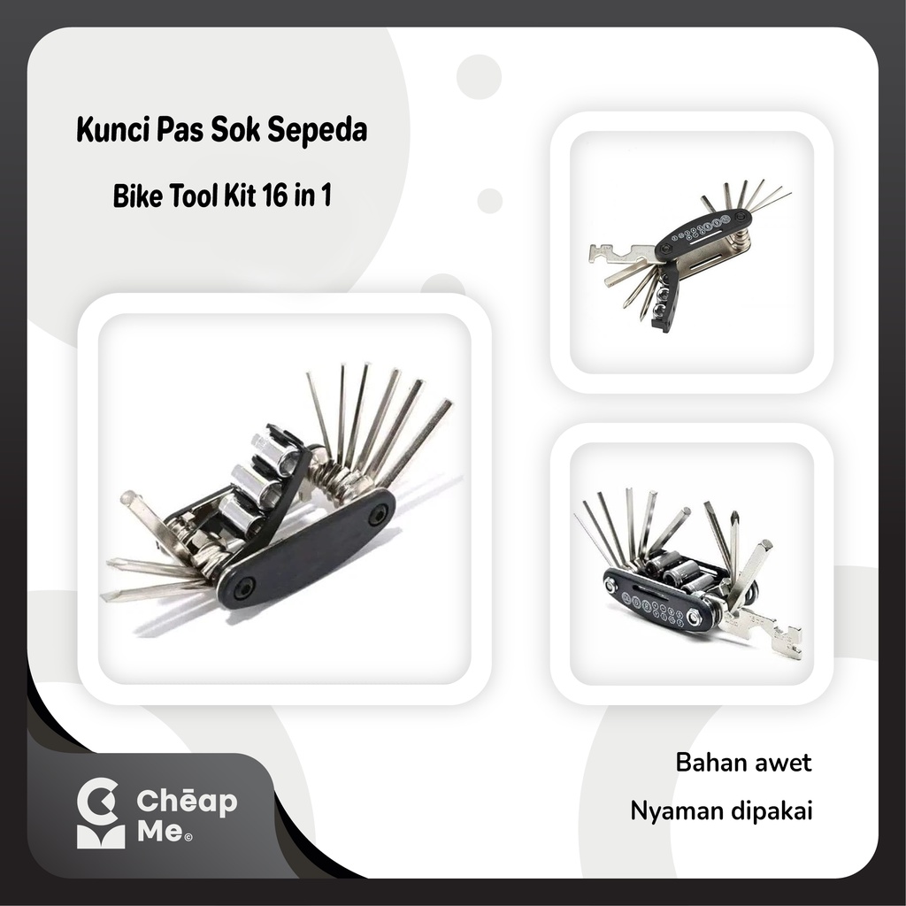 Kunci Sok Sepeda Lipat MTB Fixie / Kunci Pas Sepeda Set 16in1 MULTIFUNGSI UNIVERSAL