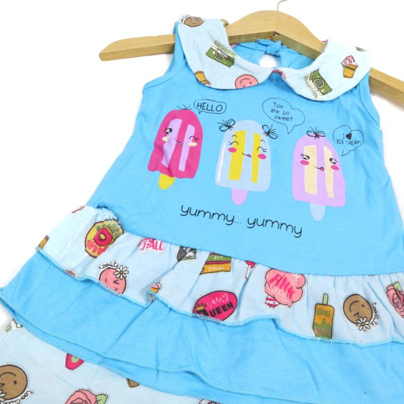 SETELAN BABY FASHION ANAK PEREMPUAN BAHAN KAOS MOFIT ICE CREAM GAMBAR SABLON 1 TAHUN