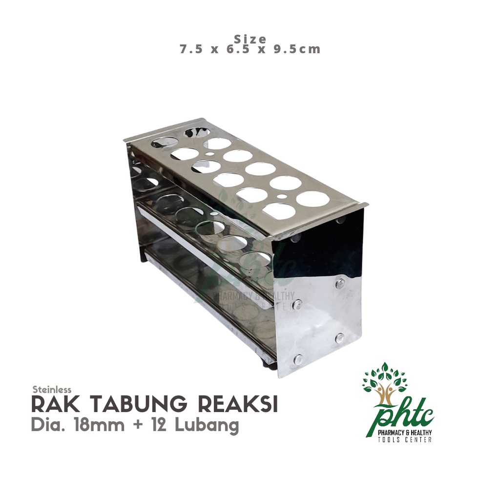 Rak Tabung Reaksi Stainless 12 Lubang 18mm