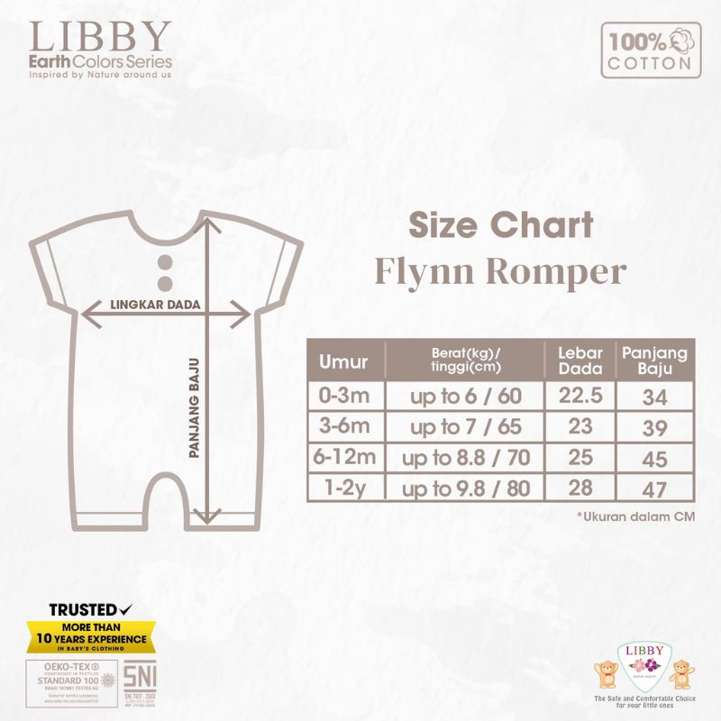 Libby 0-2 Tahun Romper Earth Series Flynn Romper Anak Bayi Premium Quality-7
