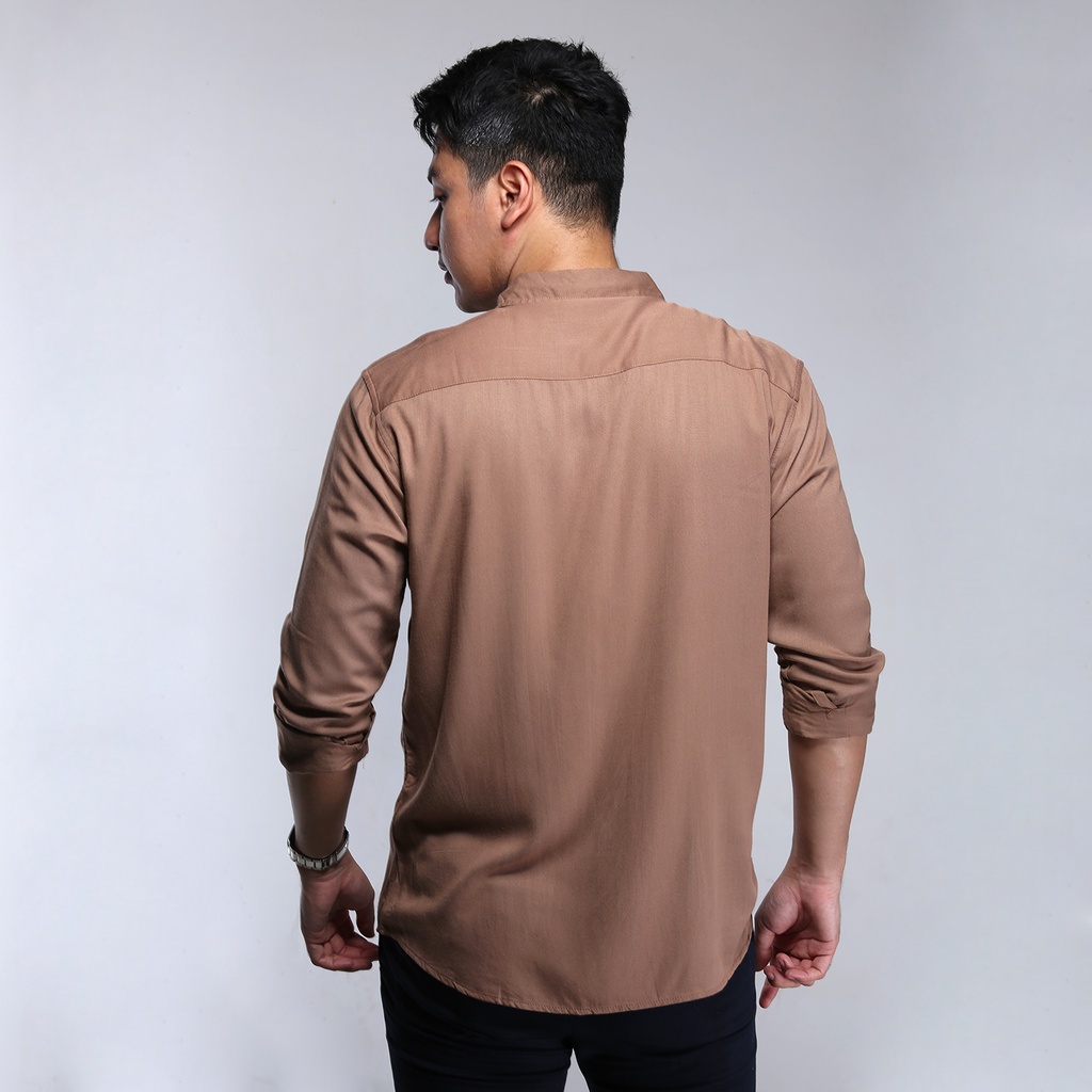 VENGOZ Kemeja Pria Slim Fit - Viscose Tan Brown