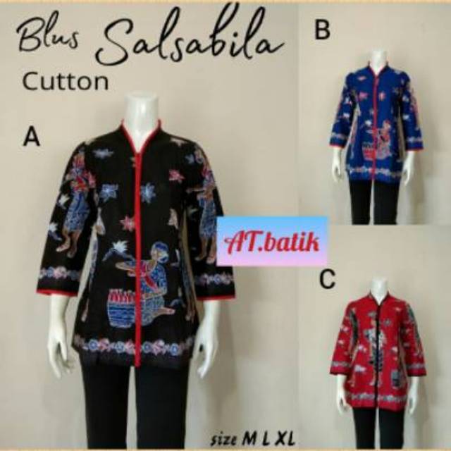 Blus list salsabila mbok jamu zipper depan